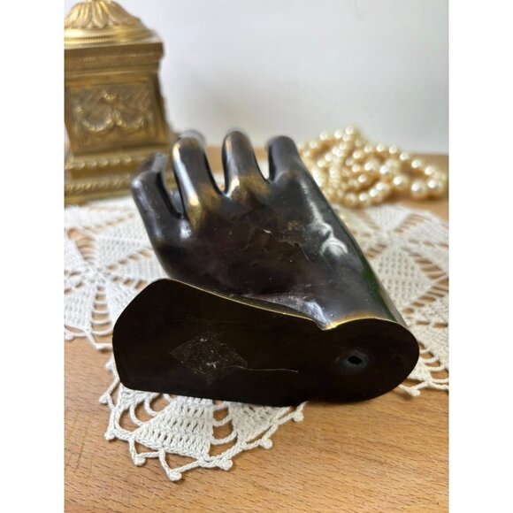 Vintage Metal Jewelry Display Hand – Mid Century Vanity Decor – Bronze Mannequin - Picture 10 of 13